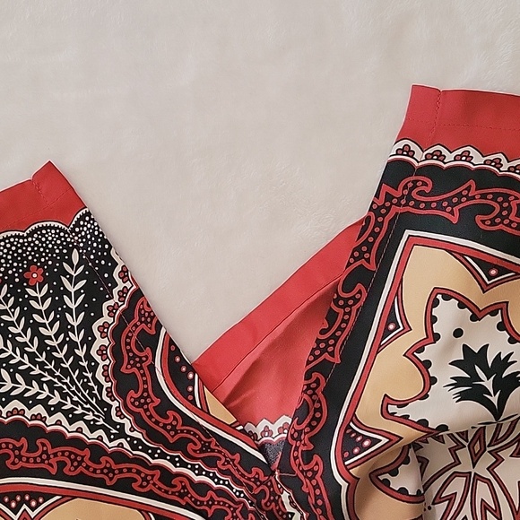 Victor Costa Vintage 100% Silk Occasion Red and Cream Paisley Shirt size 1X - Picture 5 of 15